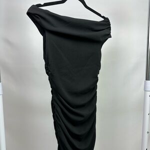 Abercrombie Off-Shoulder Black Ruched Bodycon Dress S